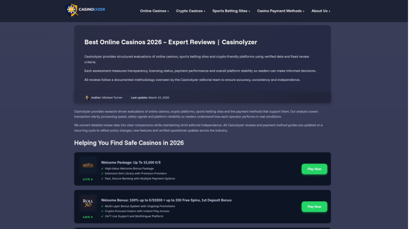 What Is a Trustworthy Gambling Operator? A 2026 Guide 3 Best online casinos interface showing trustworthy gambling operators with verified reviews and ratings