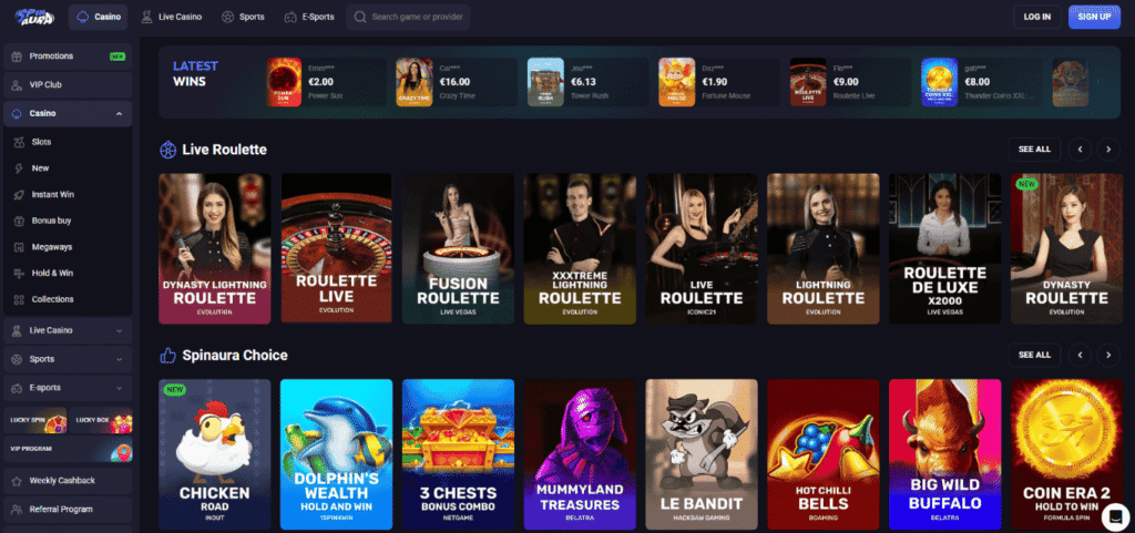 Crypto casinos site with live roulette and slot categories