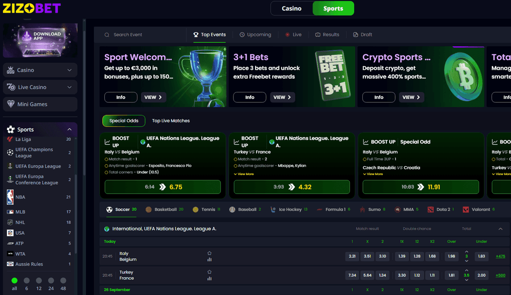 US online casinos and sportsbook betting interface